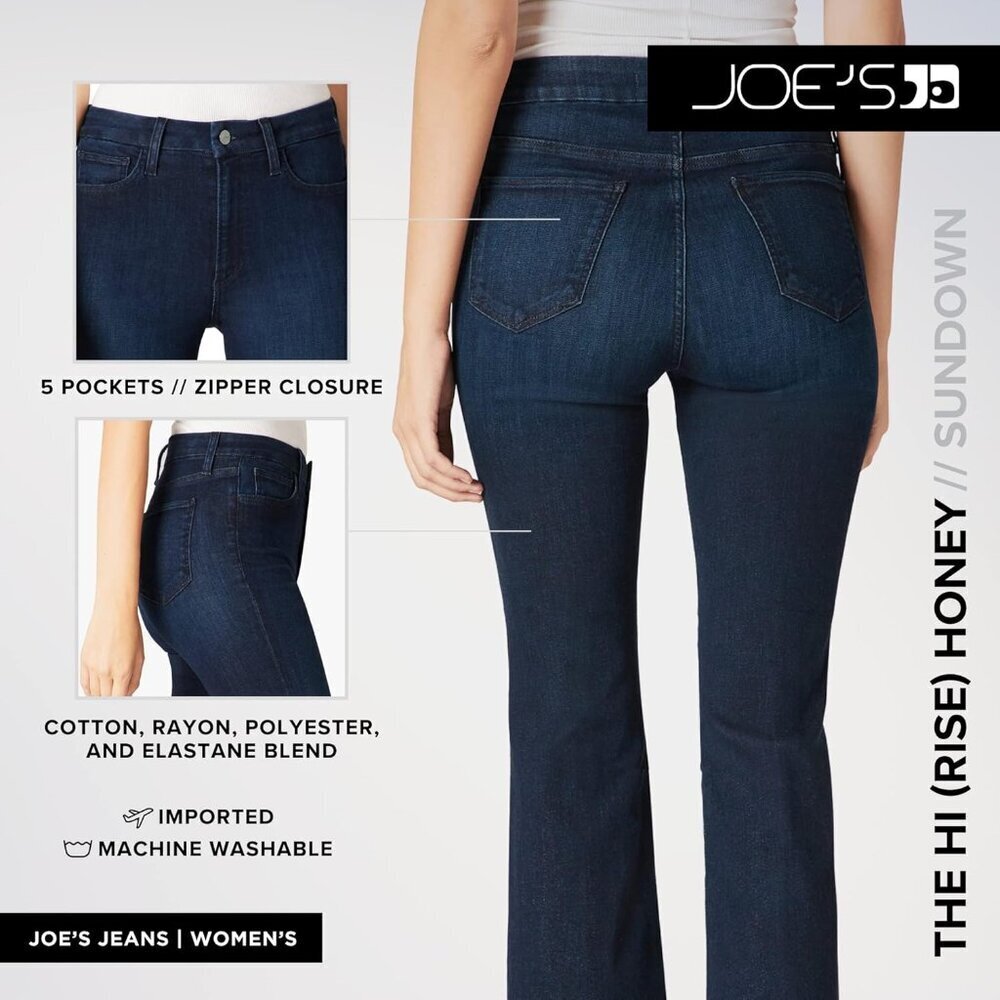 Womens Bootcut Jeans High Waist Curvy Fit Faded Indigo Casual Style - Picture 4 of 7